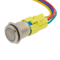 Base de Conexión para Interruptores Antivandálicos de 16mm con Cable de 30cm Desforrado y 5 Cables de Colores