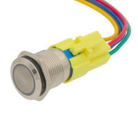 Base de Connexion pour Interrupteurs Anti-vandalisme de 16mm avec Câble de 30cm Dénudé et 5 Fils de Couleurs