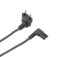Cable de Alimentación EU 1.5m | Conector Euro Tipo C (CEE7/16) en Ángulo Recto a C7 | 2 Hilos 0.75mm² | Negro
