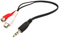 3.5mm Stereo Jack  to  2 RCA  Female, 30cm, Black cable