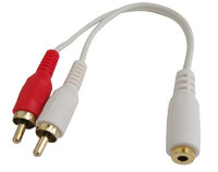 Jack 3.5mm stereo female to 2 x RCA male, 20 cm White