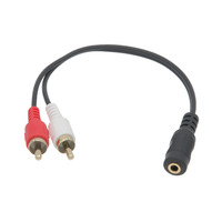 Jack 3.5mm stereo female to 2 x RCA male, 20 cm Black