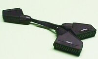 21P SCART PLUG TO 2x21P SCART JACKS, 0.2m