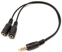 Ver informacion sobre 3,5mm Jack 4 Contactes a 2*3,5mm. Jack  estereo femella, Negre