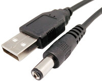 USB A Mâle à Jack Alimentation 5,5 x 2,1mm,  1m.