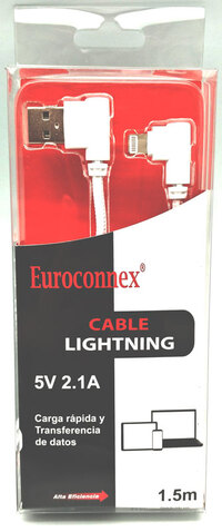 USB A Macho a Lightning, 1.5m Conectores Acodados