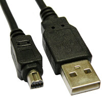 USB A 4P Mâle - MINI USB 8P. Mâle, 2m, pour caméra OLYMPUS