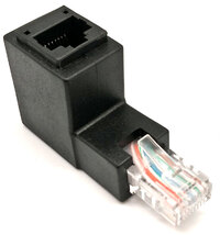 Adaptador RJ45 Macho-Hembra, 90º