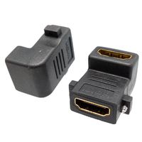 HDMI A FEMALE - FEMALE, PANEL ADAPTOR, RIGHT ANGLE, GOLD PLATED.