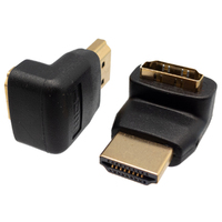 HDMI A MALE to HDMI A FEMALE, RIGHT ANGLE, GOLD PLATED.