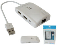 Ver informacion sobre USB2.0 M to RJ45F + 2*USBF + CARD READER