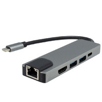 Ver informacion sobre Hub USB-C a Ethernet RJ45 1000BaseT + HDMI 4K + 2 * USB-A 3.0  + 1 * USB-C PD