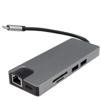 Ver informacion sobre Hub USB-C avec Ethernet RJ45 1000BaseT + HDMI 4K + 2 * USB-A 3.0  + 1 * USB-C PD + VGA + SD / TF card reader