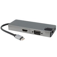 Hub USB-C amb Ethernet RJ45 1000BaseT + HDMI 4K + 2 * USB-A 3.0  + 1 * USB-C PD + VGA + SD / TF card reader