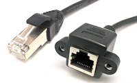 Panel Mount RJ45 female to RJ45 Male, 0,3m.