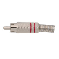 NICKEL RCA PLUG, CABLE 5-6mm. RED STRIPES