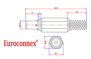 Jack , Alimentation 2.1x5.5 (L= 9mm)