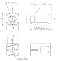 Base pour Jack audio 6.4mm, à souder, Stéréo