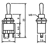 3P. 3WAYS MINI TOGGLE SWITCH  (SPDT) ON-OFF-ON, 120V-5A (250V-2A)