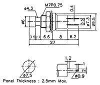 MINI PUSHBUTTON, 125V. 1A, OPEN TYPE, BLACK COLOUR