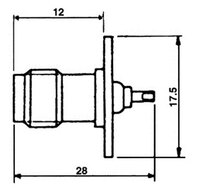 TNC hembra para Chassis, tipo soldar