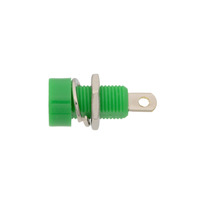 Female Banana Jack Base for Chassis Mounting, Green Plastic Body