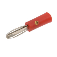 4mm Male Banana Plug with 4 Contacts (4-leaf type), Red Plastic Body and Screw Thread. Contact Length: 19.5mm