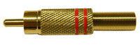 Ver informacion sobre RCA PLUG, GOLD PLATED, RED STRIPES, 5-6mm CABLE