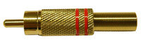 RCA MACHO DORADO, LINEAS ROJAS, CABLE 5-6mm