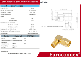 RIGHT ANGLE, SMA MALE TO SMA FEMALE