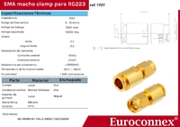 RG223, SMA Mâle Clamp type, Doré