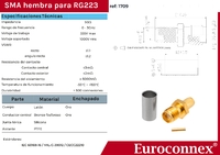 RG223, SMA Female Crimp type, Gold Plated