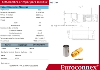 LMR240, SMA Hembra Crimpar, Dorado