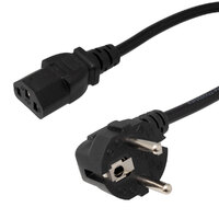 Schuko Male to IEC C13 Power Cable, Black, 5m