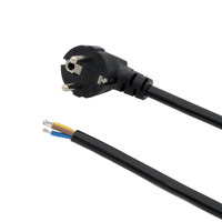 Câble Schuko vers câble ouvert, 3 x Ø1.5mm - 1.8m Noir brillant