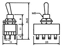 Interrupteur MINI 12P. (4PDT) ON-ON, 120V.5A (250V 2A)