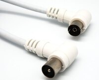 RIGHT ANGLE, 9.5mm PAL PLUG TO 9.5mm PAL JACK, WHITE, 1.5m