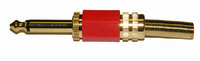 6.35 MONO PLUG, GOLD PLATED, RED PLASTIC