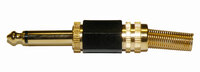 6.35 MONO PLUG, GOLD PLATED, BLACK PLASTIC