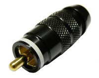 Ver informacion sobre PTFE RCA Plug, Gold Plated, White Stripe, 8mm Cable