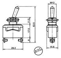 2P. TOGGLE SWITCH,  (DPST) ON-OFF, 250V. 10A