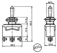 3P. 3WAYS TOGGLE SWITCH,  (SPDT) ON-OFF-ON, 250V. 15A