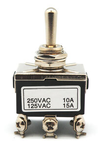 6P. TOGGLE SWITCH,  (DPDT) ON-ON, 250V. 15A
