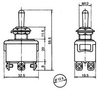 INTERRUPTOR 6P,  (DPDT) ON-OFF-ON, 250V. 15A