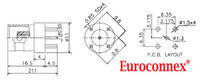 BNC Female Chassis mount, PTFE, for printed circuit