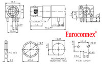 BNC FEMELLA XASSIS, ACOLZADA, PER CIRCUIT IMPRES