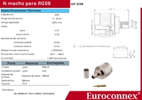 RG-59, N Mâle a Sertir, PTFE