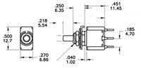 PULSADOR MINI 3P. ON-MOMENTANEO, 120V. 5A (250V. 2A)