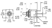 6P. PUSHBUTTON SWITCH, MOMENTARY (ON), 120V. 5A (250V. 2A)