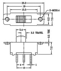 Interrupteur a Glissiere 3P. pour circuit imprimé